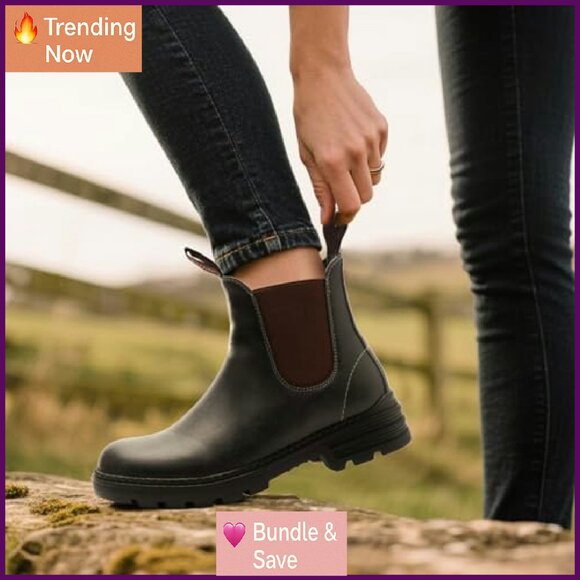 Leather Chelsea Hiking Boots Women's Size 8 Waterproof Slip-Resistant - Picture 3 of 8